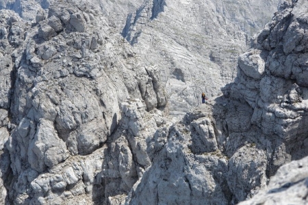 Kletterer am Übergang Richtung Festkogel