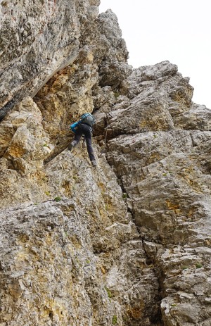 Ingrid in der steilen Rampe am Schmiedstock