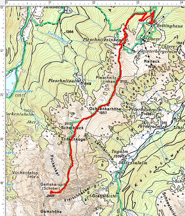 Routenverlauf Pleschnitzzinken - Gamskarspitz