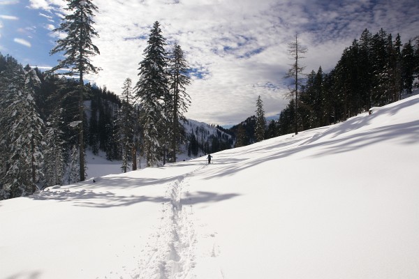 Im tiefen Schnee zur Hinteren Sandlingalm / Pitzingalm.