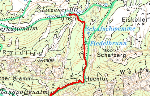 Exakte GPS-Höhe bei der Liezener Hütte