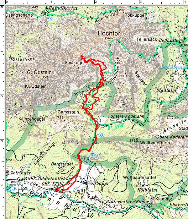 Skitourenverlauf auf den Festkogel