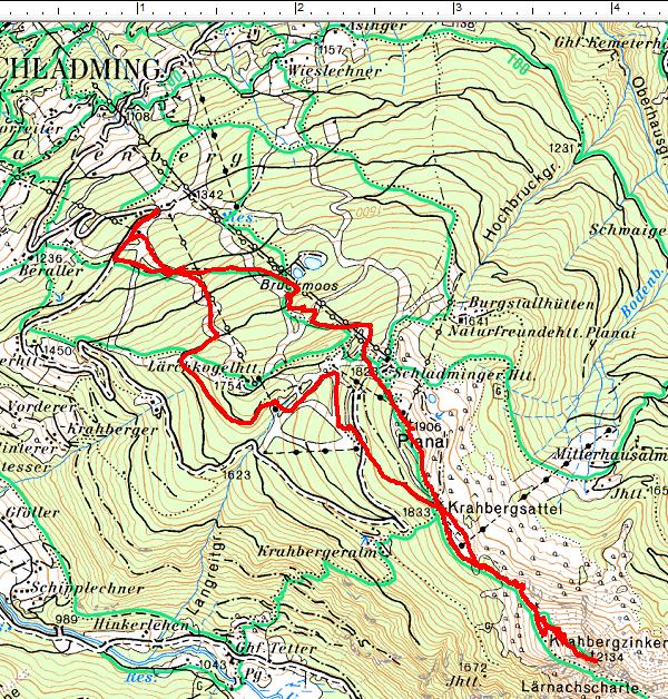 Routenverlauf Planai - Krahbergzinken