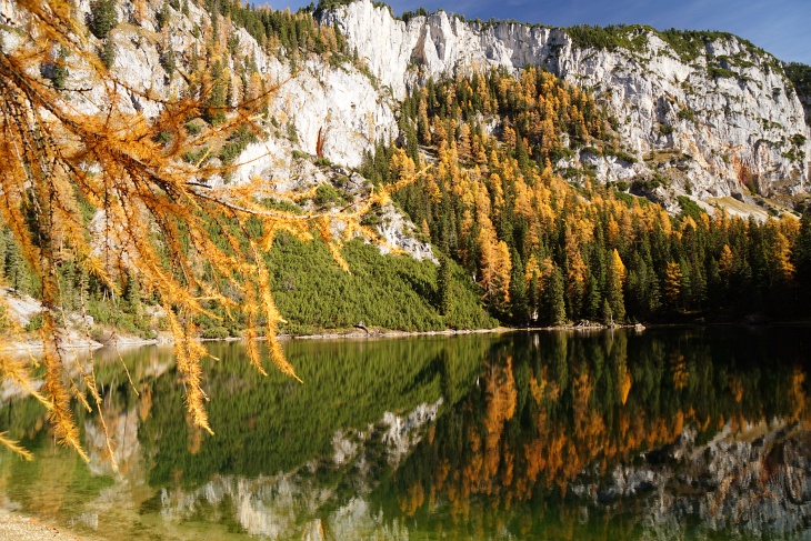 Idylle am Ahornsee - auch wenn die Nadelpracht angesichts des fortgeschrittenen Herbstes nicht mehr ganz so schön ist