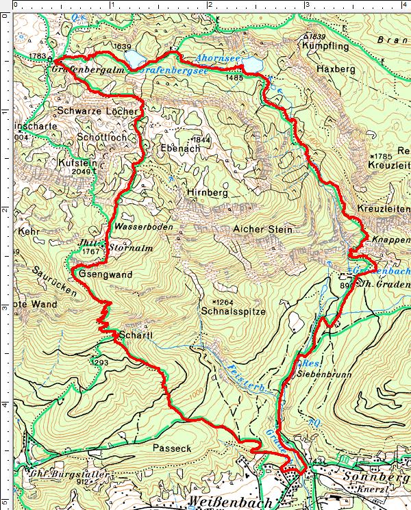 Unsere Wanderroute entgegen dem Uhrzeigersinn