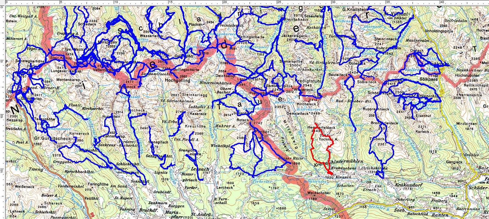 Ein weißer Fleck in den südlichen Schladminger Tauern ist nun geschlossen (rote Route)