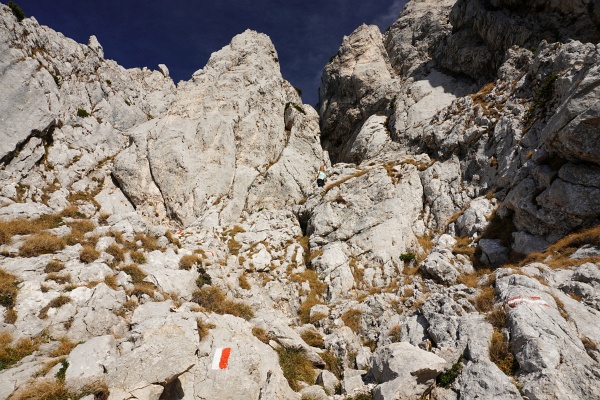 Hinauf in die Schlucht zum "Bösen Eck"