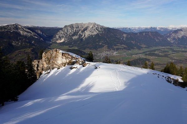Gröbmingblick. Heute sind wir über eine neue Route aufgestiegen (nicht empfehlenswert - tiefe Felsspalten)