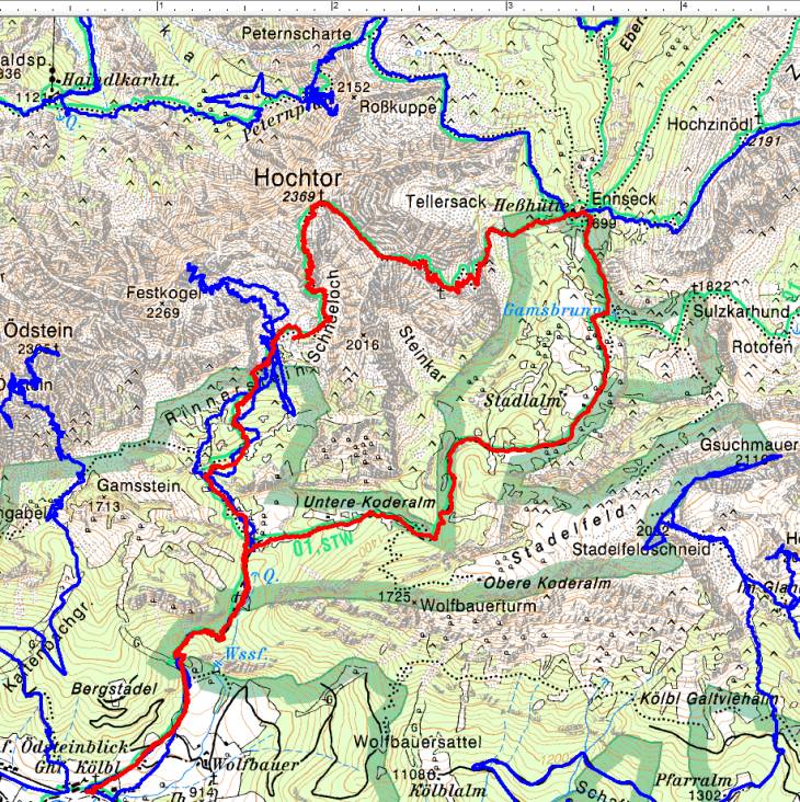 Beim 1. Besuch am Hochtor 2005 hatte ich noch kein GPS. Jetzt wurde die Track-Aufzeichnung nachgeholt.